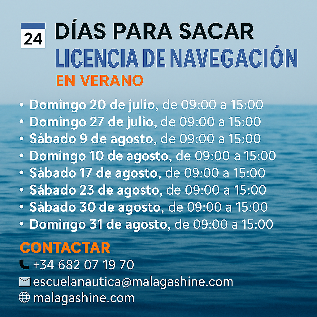 ¡Este verano consigue tu Licencia de Navegación (Titulín) en Málaga!